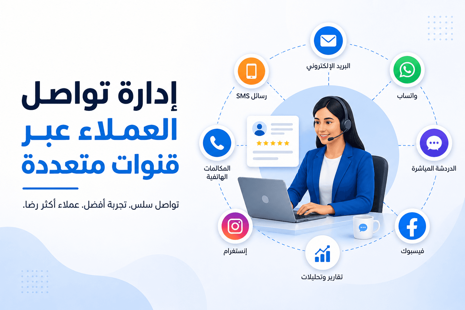 إدارة تواصل العملاء عبر قنوات متعددة مع قنوات واتساب وإنستغرام وفيسبوك والدردشة